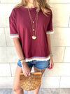 Burgundy Short Sleeve Tassel T-shirt