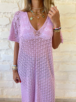 Lilac Tassel Crochet Poncho