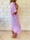 Lilac Tassel Crochet Poncho
