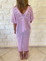 Lilac Tassel Crochet Poncho