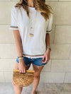 White Short Sleeve Tassel T-shirt