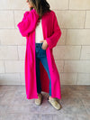 Fuchsia Linen Open Shirt