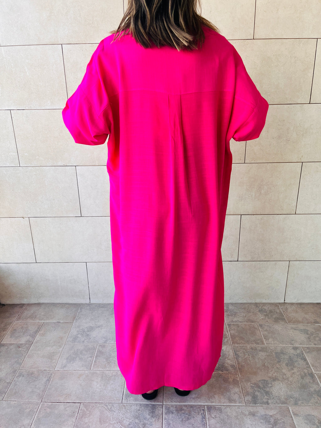 Fuchsia Linen Open Shirt