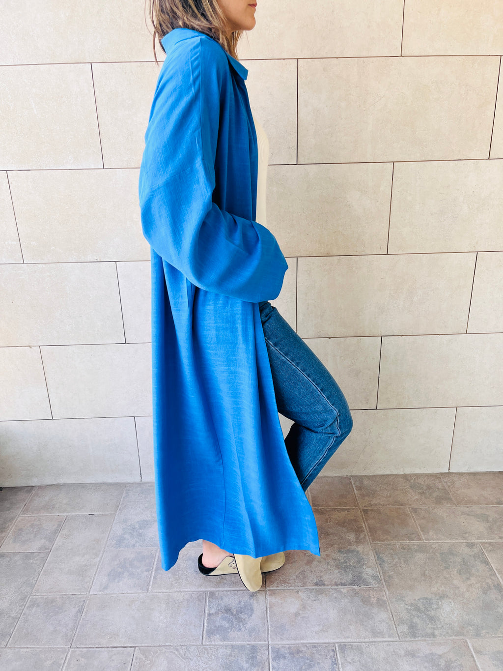 Blue Linen Open Shirt