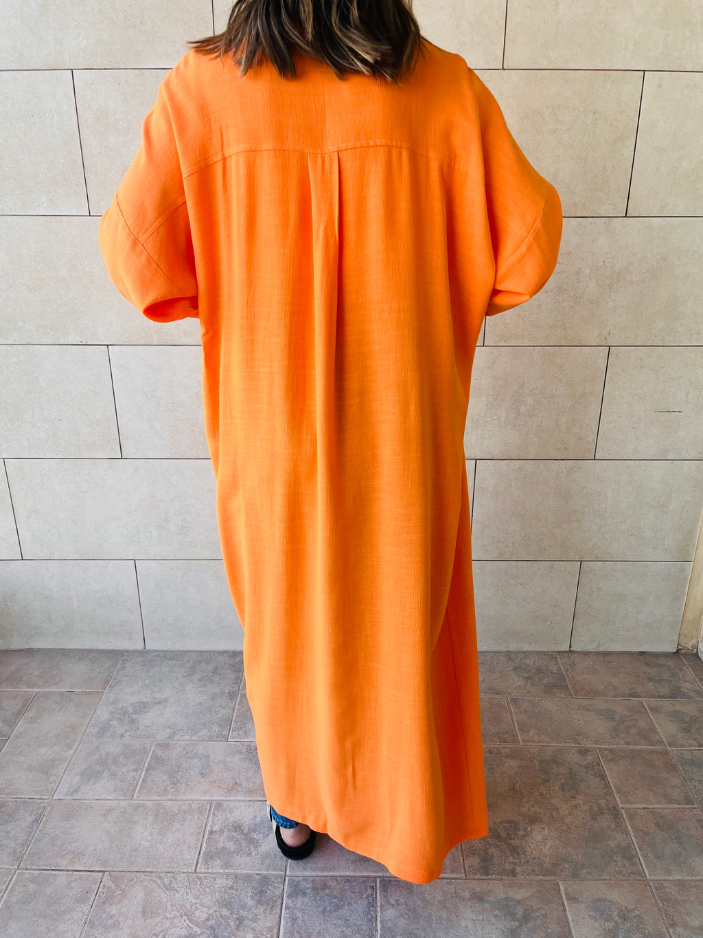 Orange Linen Open Shirt