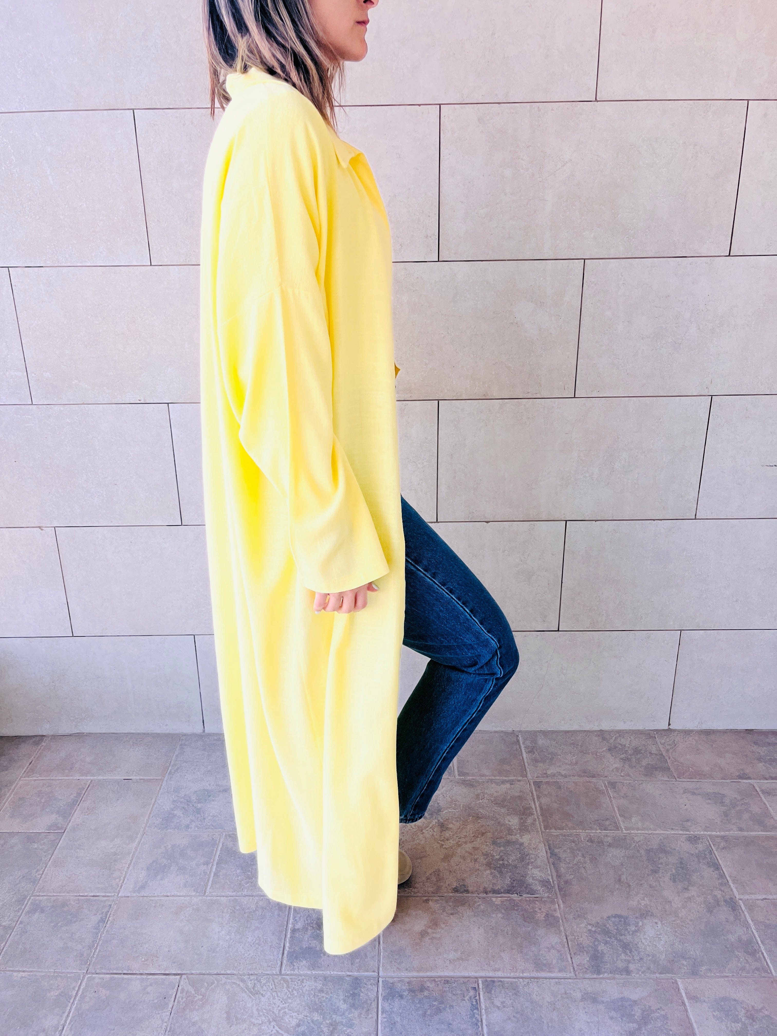 Yellow Linen Open Shirt