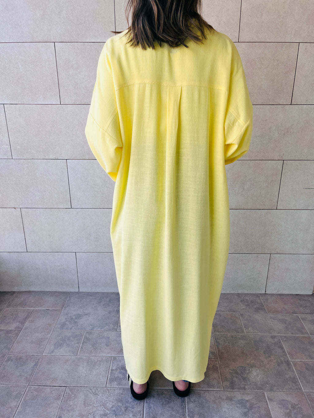 Yellow Linen Open Shirt