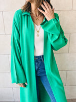 Green Linen Open Shirt