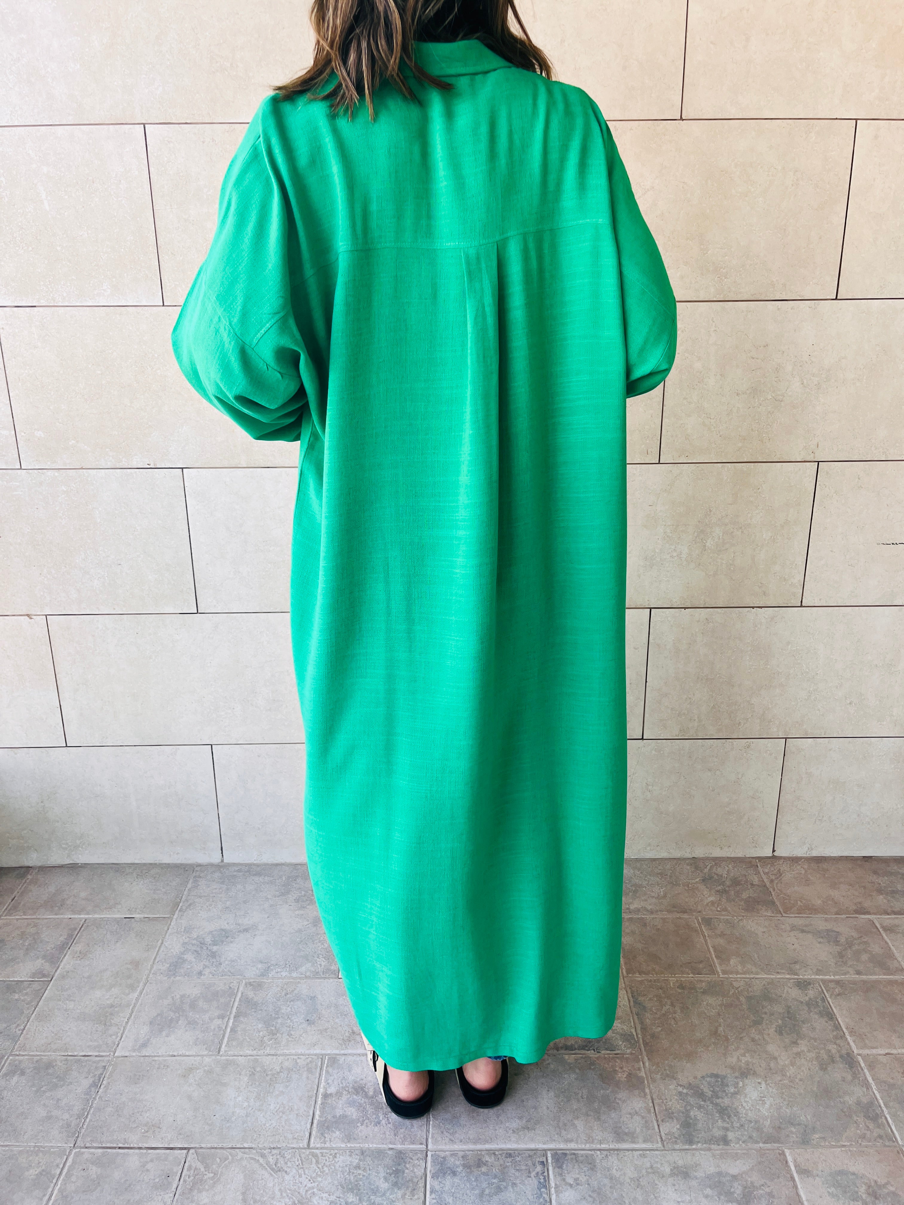 Green Linen Open Shirt