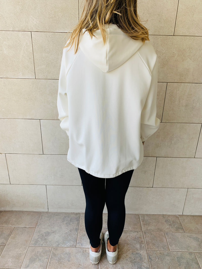 White Zip Up Lined Hoodie
