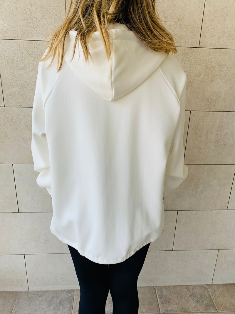 White Zip Up Lined Hoodie