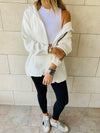 White Zip Up Lined Hoodie