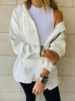 White Zip Up Lined Hoodie
