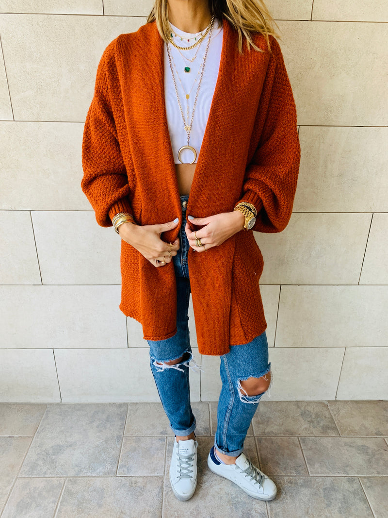 Rust Shawl Shrug Cardi