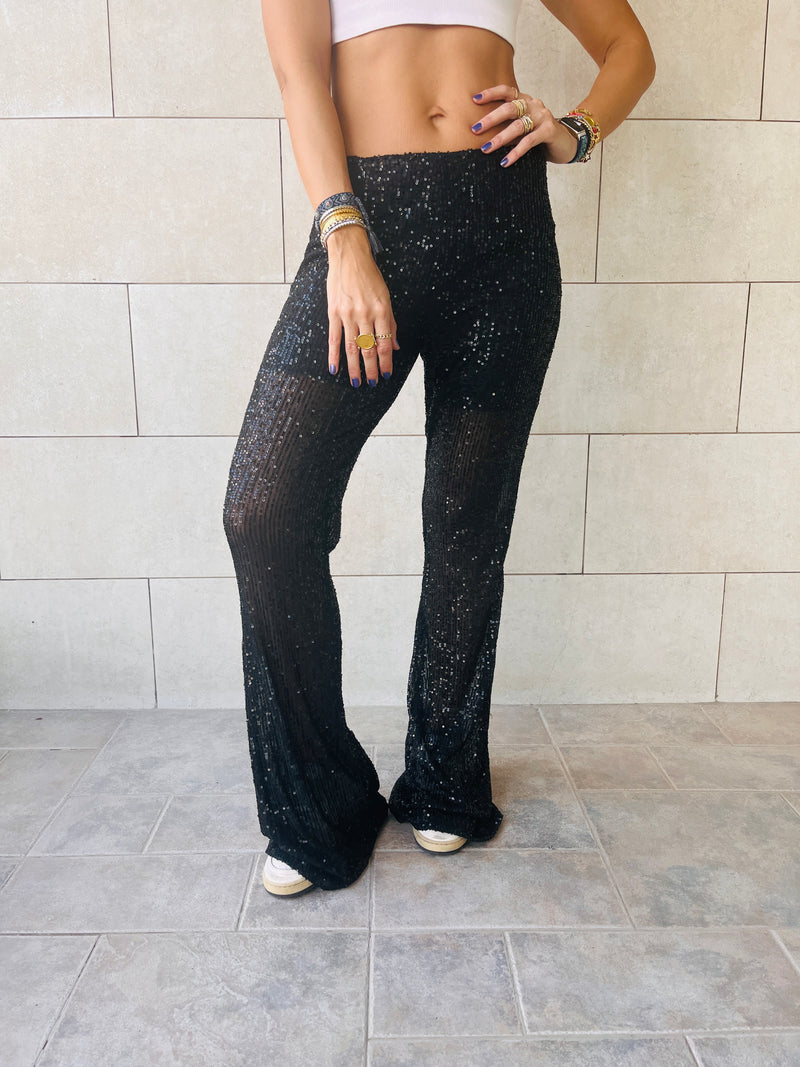 Black Party At The Disco Sequin Pants
