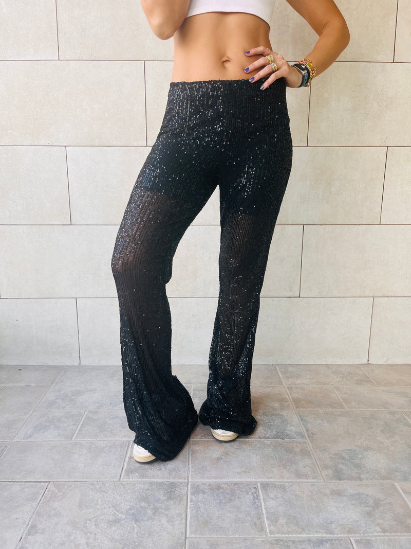 Black Party At The Disco Sequin Pants