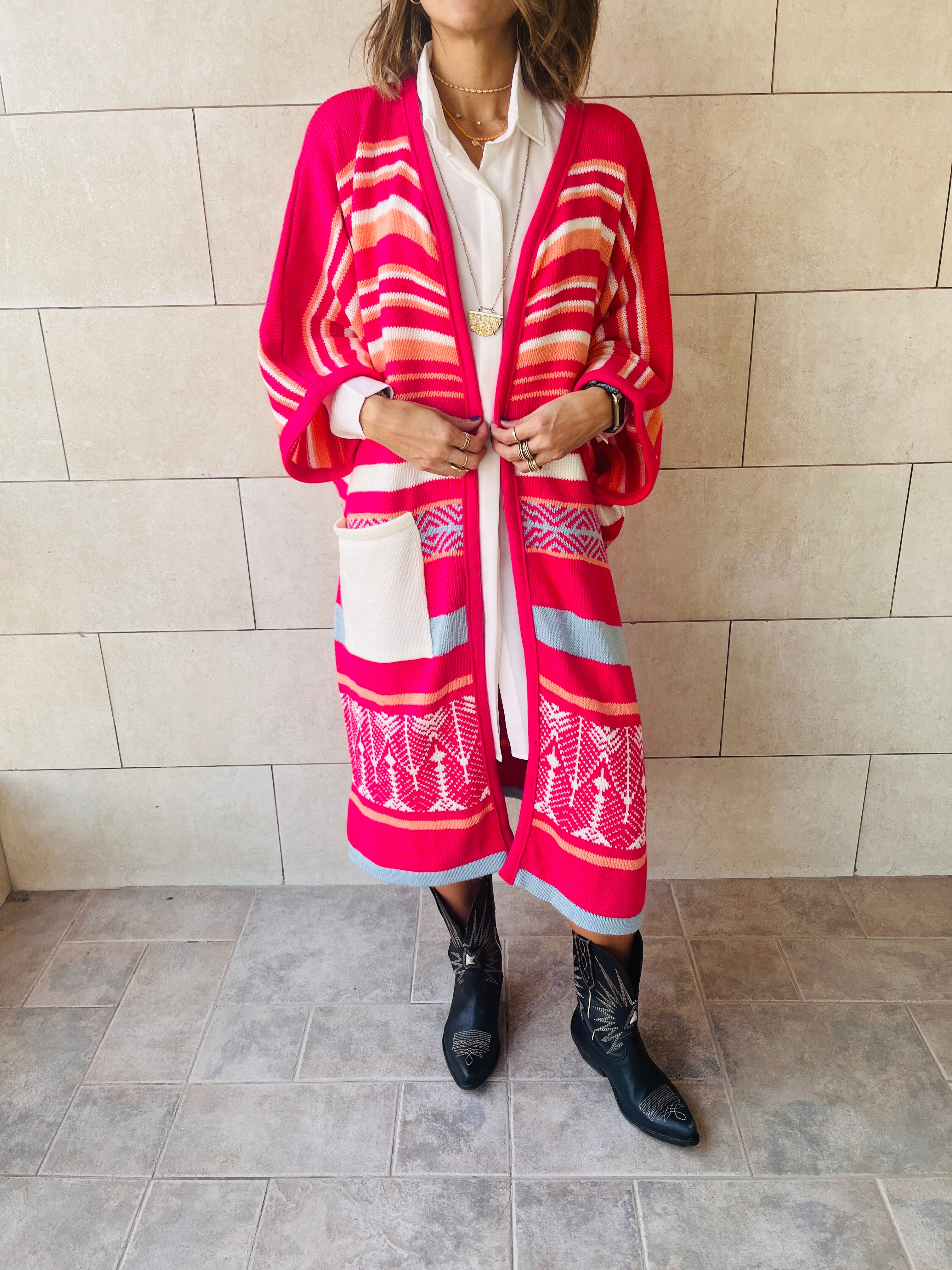 Fuchsia Cabin In The Woods Cardigan