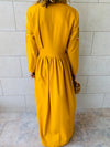 Mustard Cabana Embroidered Linen Dress