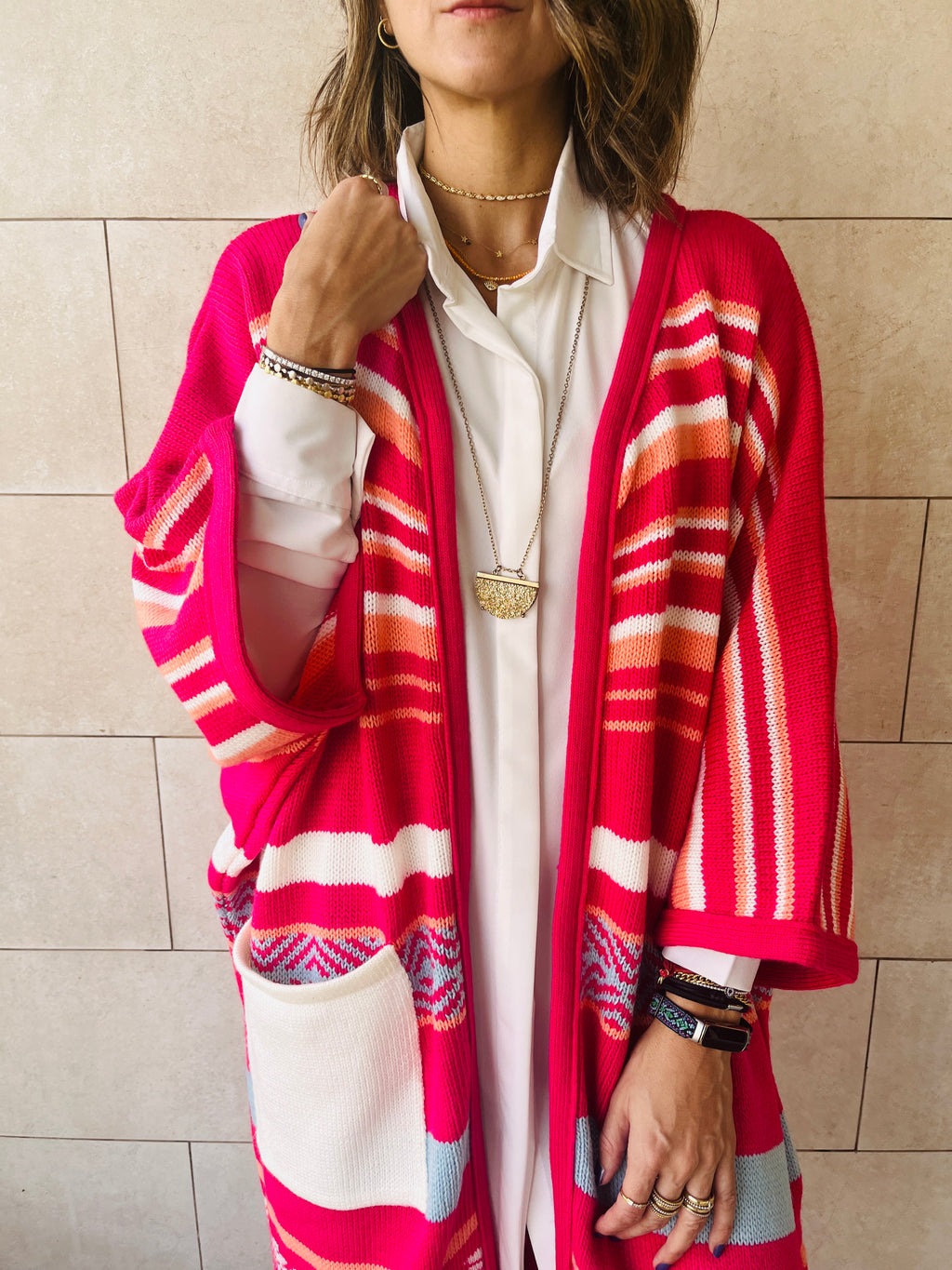 Fuchsia Cabin In The Woods Cardigan