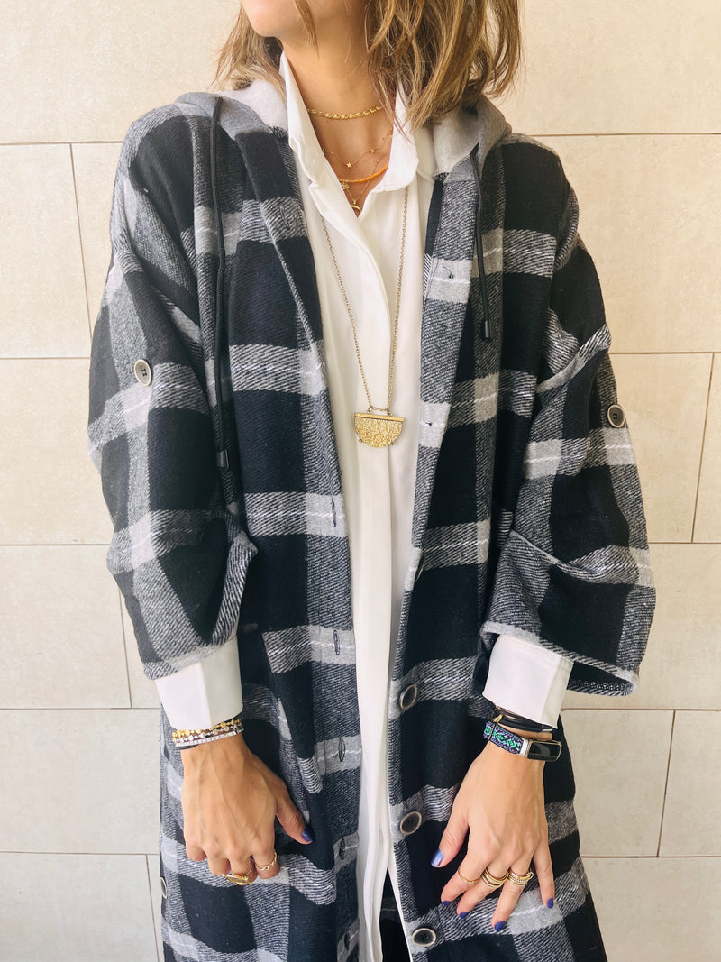 The Grey Plaid Button Down Jacket