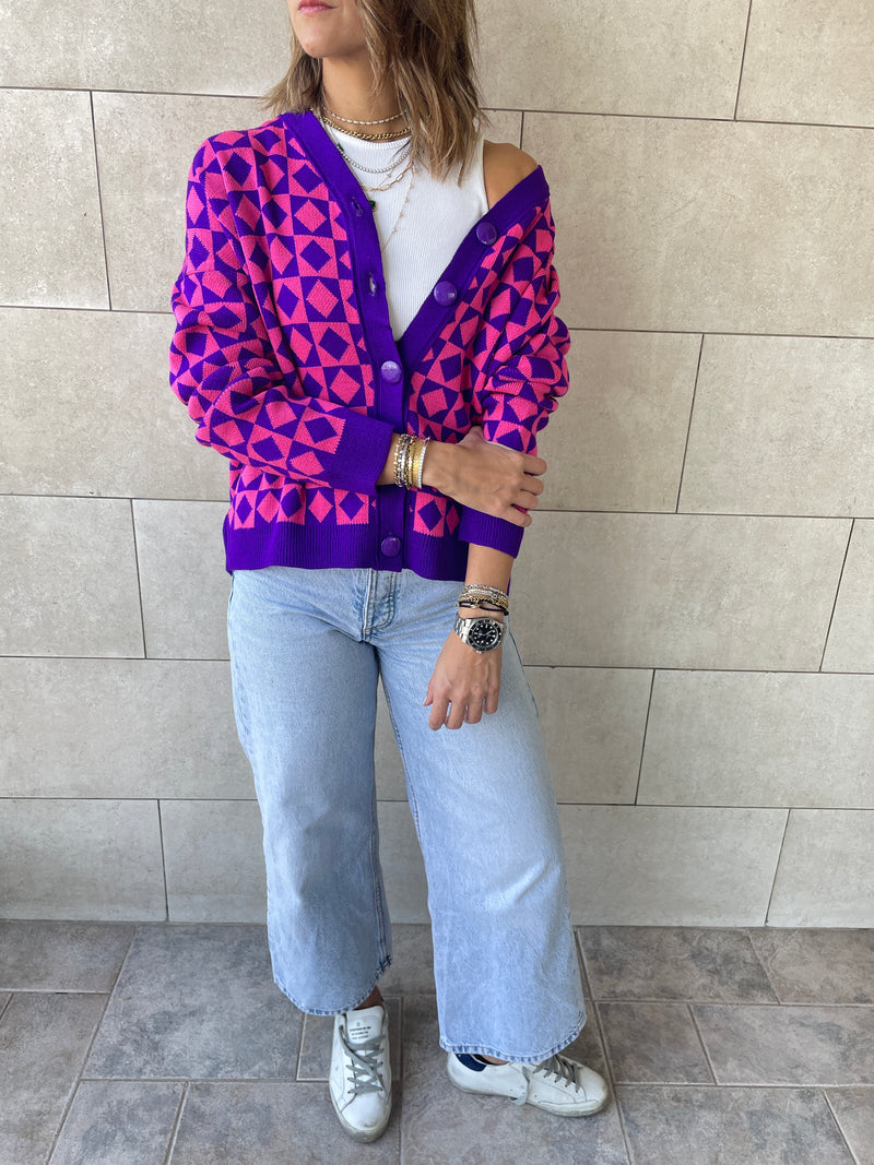 Purple Iconic Pattern Cardi