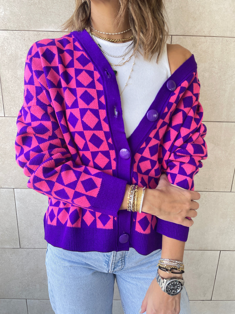 Purple Iconic Pattern Cardi