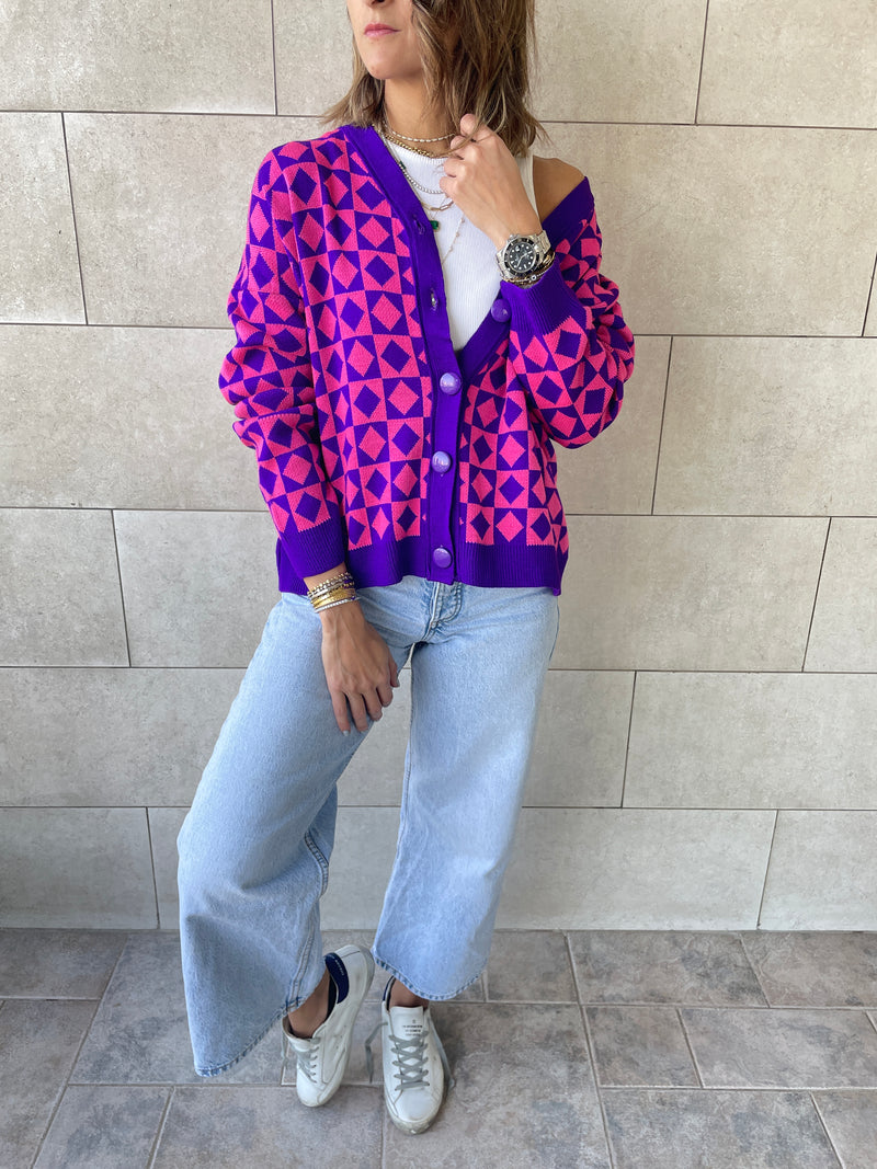 Purple Iconic Pattern Cardi