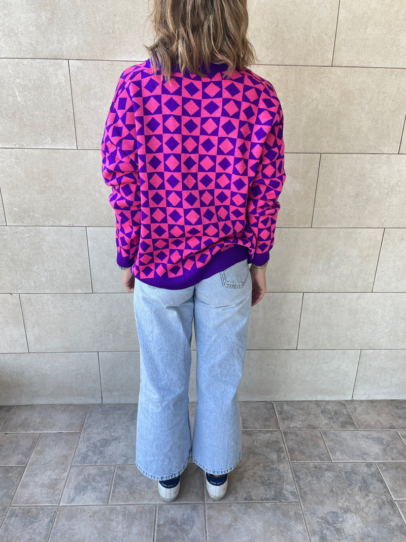 Purple Iconic Pattern Cardi