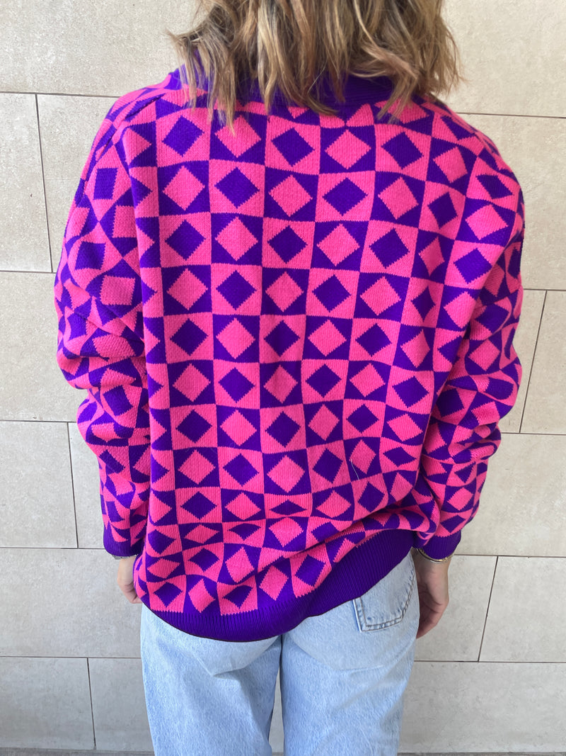Purple Iconic Pattern Cardi