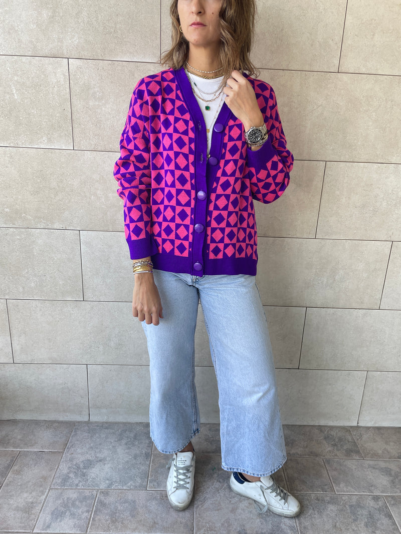 Purple Iconic Pattern Cardi