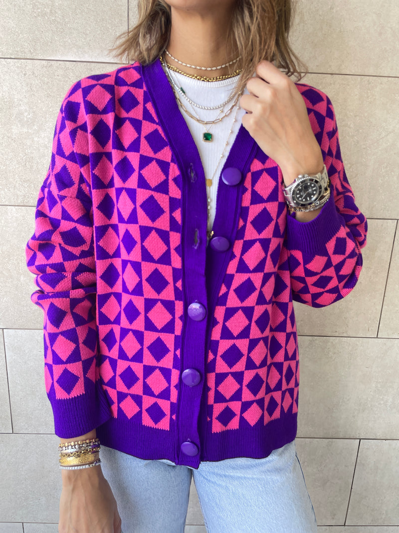 Purple Iconic Pattern Cardi