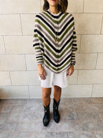 Olive Color Block V Tunic
