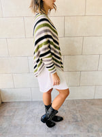 Olive Color Block V Tunic