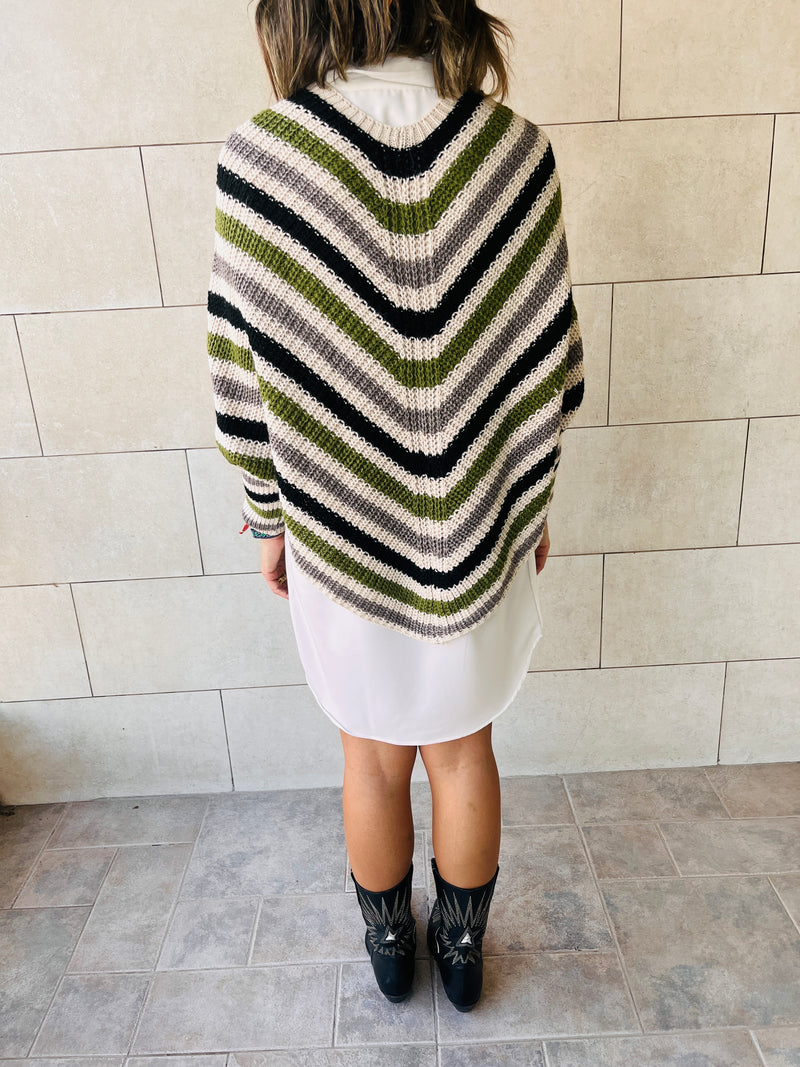 Olive Color Block V Tunic
