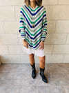 Blue Color Block V Tunic