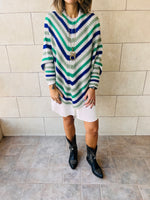 Blue Color Block V Tunic