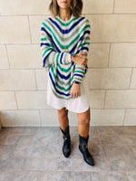 Blue Color Block V Tunic