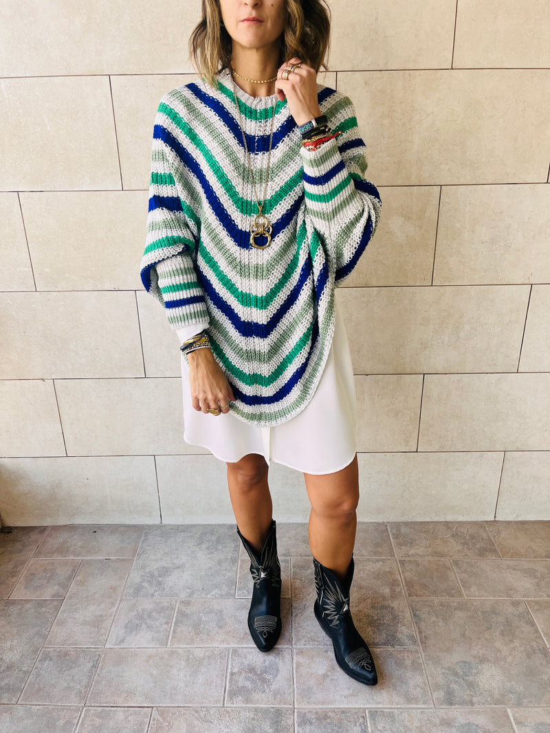 Blue Color Block V Tunic