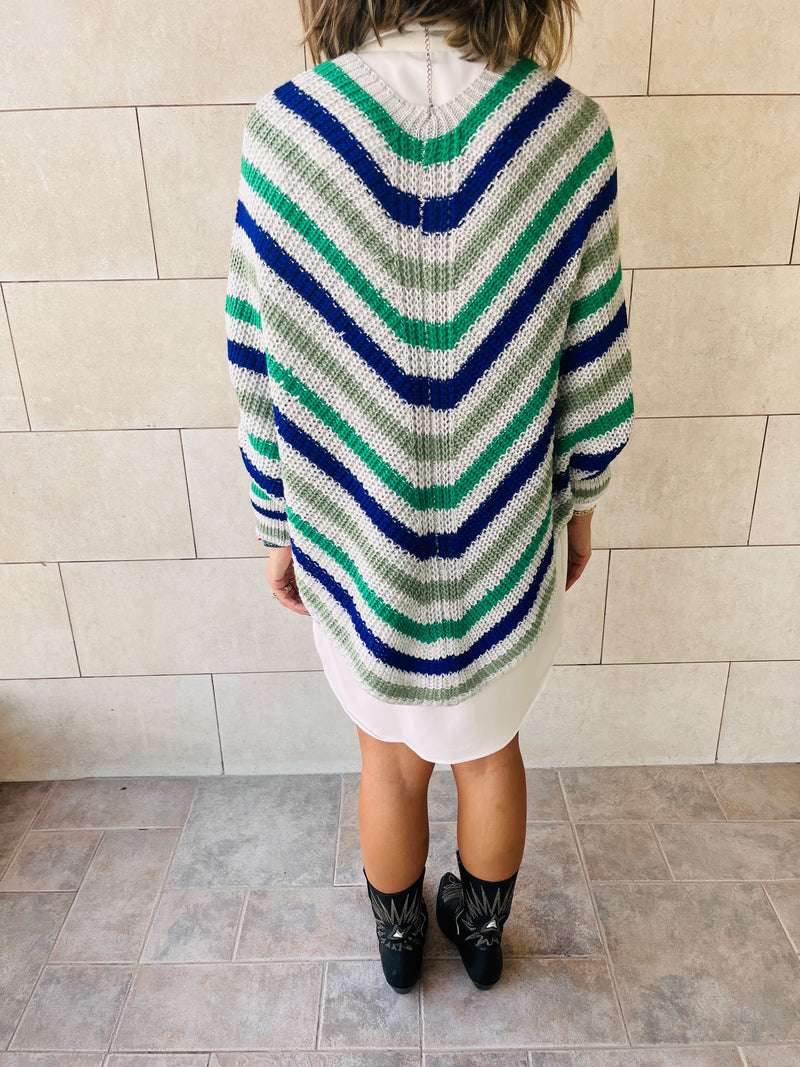 Blue Color Block V Tunic