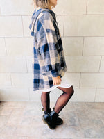 Blue High Low Flannel Zip Up
