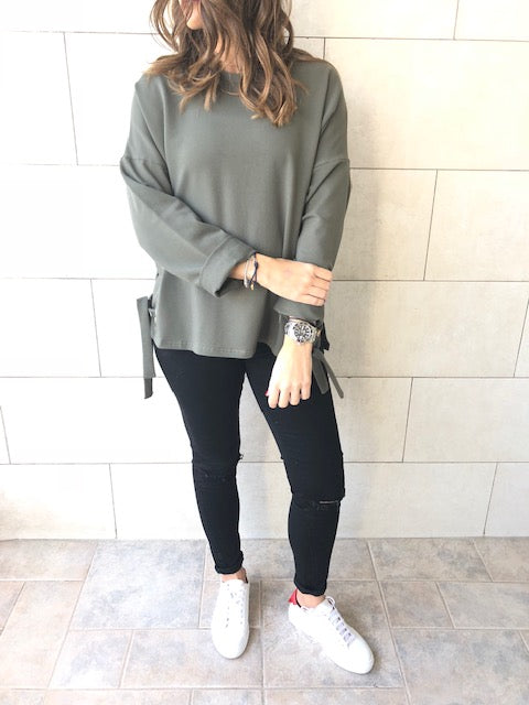 Olive Ring Detail Sweatshirt