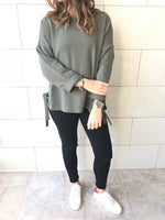 Olive Ring Detail Sweatshirt