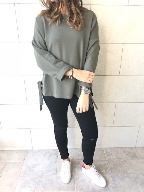 Olive Ring Detail Sweatshirt