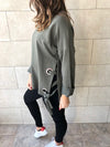 Olive Ring Detail Sweatshirt