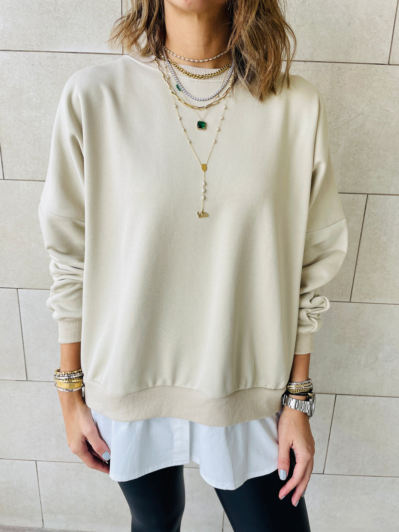 Beige Combined Sweatshirt