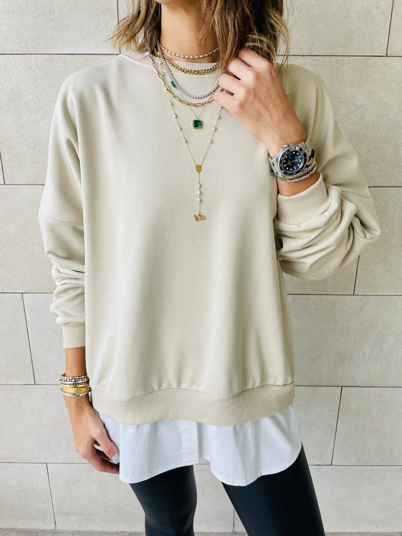 Beige Combined Sweatshirt