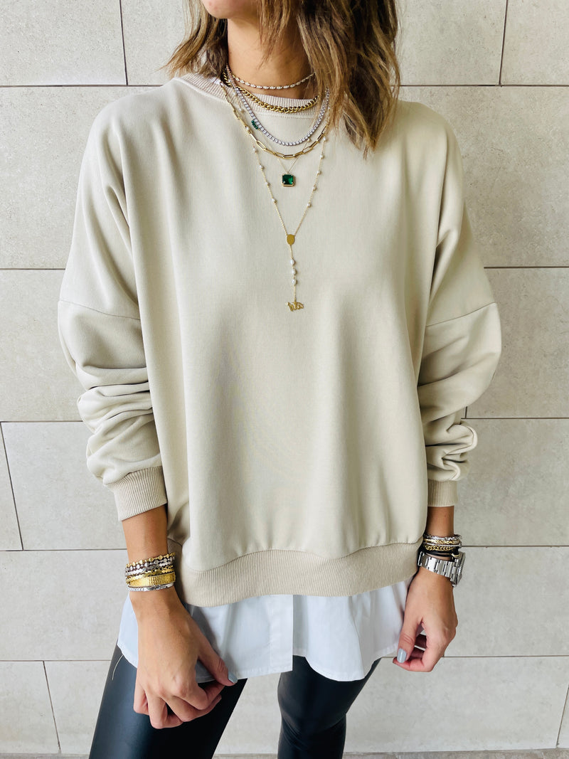 Beige Combined Sweatshirt