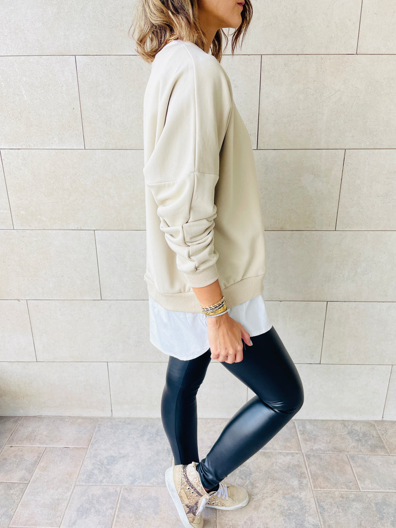 Beige Combined Sweatshirt