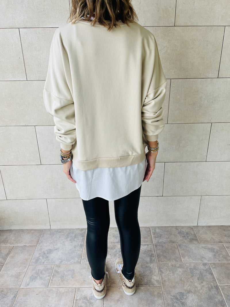 Beige Combined Sweatshirt