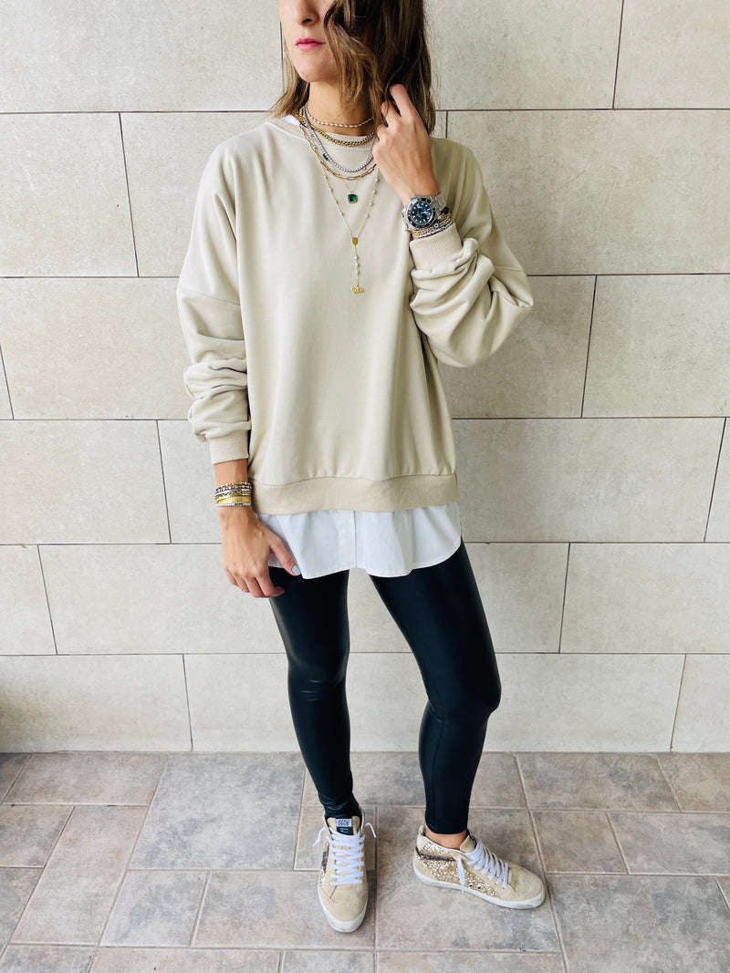 Beige Combined Sweatshirt